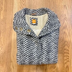 Boss Black and White Herringbone trench coat